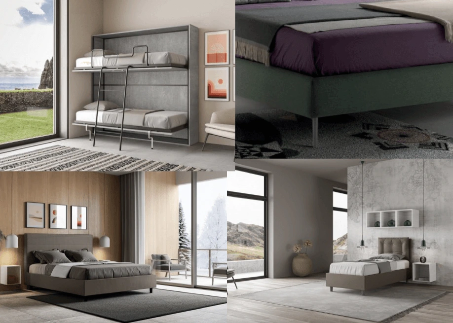 Modelli di letto: matrimoniale, singolo, una piazza e mezza, contenitore